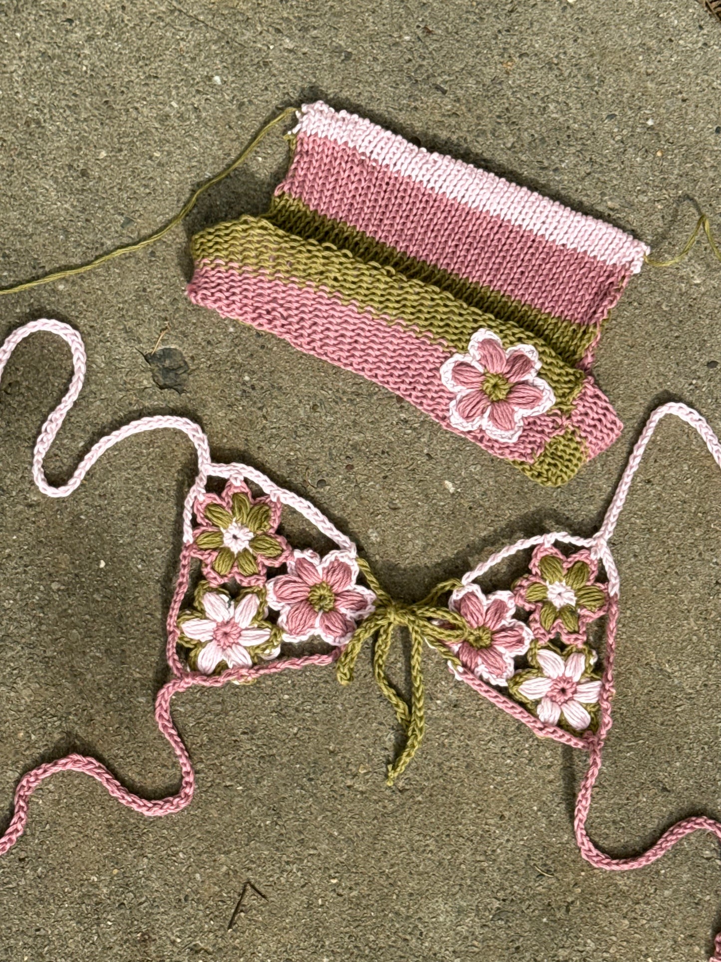 Spring Flower Hat and Bikini Set