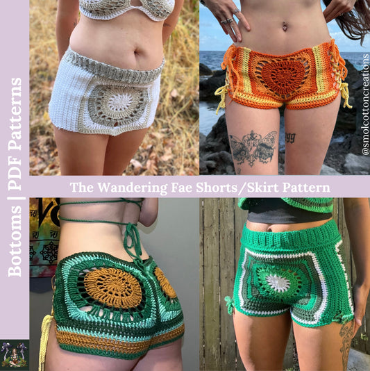 The Wandering Fae Shorts/Skirt - DIY Crochet Festival Bottoms PDF Pattern