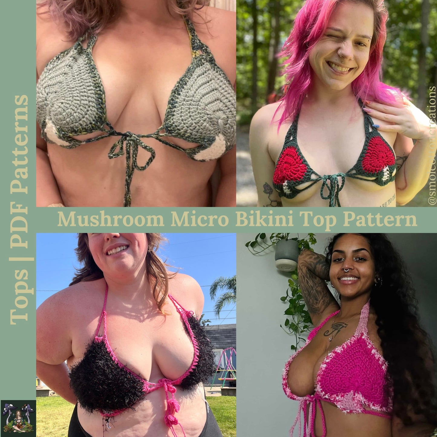 Mushroom Micro-Bikini - DIY Crochet Festival Top PDF and VIDEO Pattern