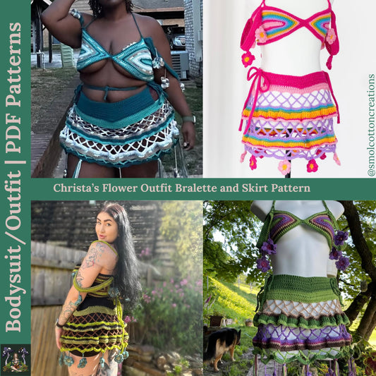 Christa’s Flower Bralette and Fishnet Skirt - DIY Crochet Fairycore Festival PDF Pattern Set