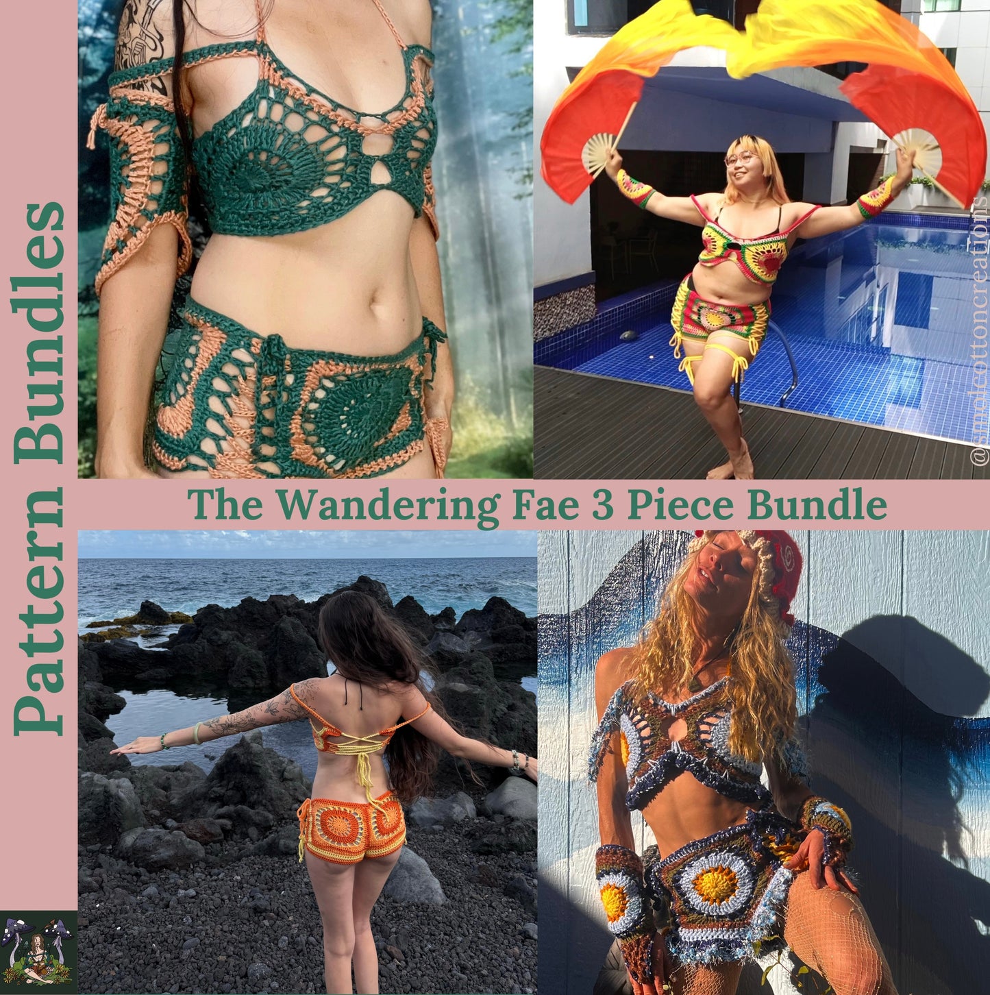 The Wandering Fae 3 Piece Pattern Bundle - DIY Crochet Festival Outfit PDF Pattern