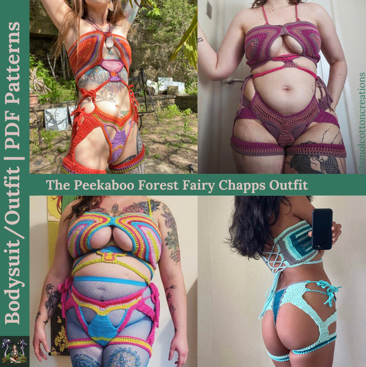 The Peekabooty Forest Fairy Chaps Outfit - DIY Crochet Festival Outfit PDF Pattern Set