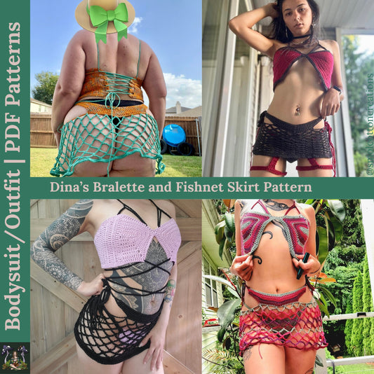 Dina’s Bralette and Fishnet Skirt - DIY Crochet Festival Outfit PDF Pattern Set