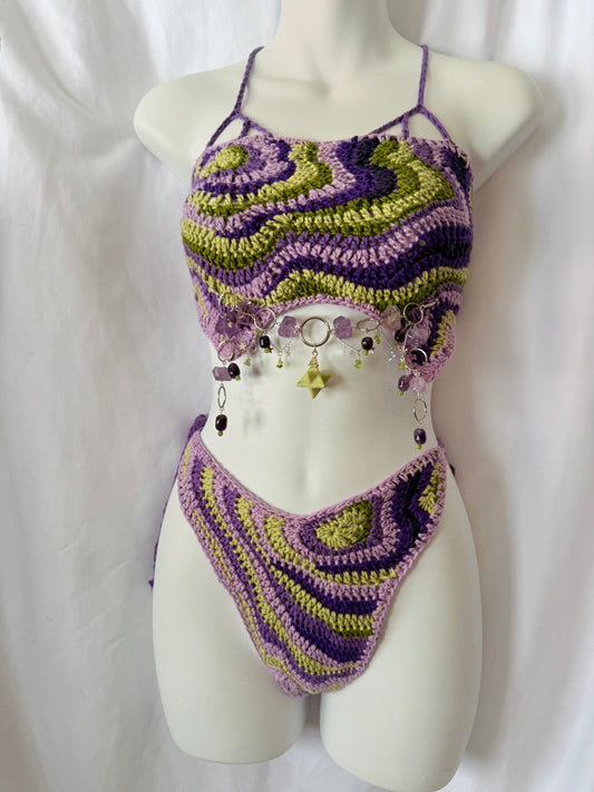 Handmade crochet festival outfit in organic cotton.