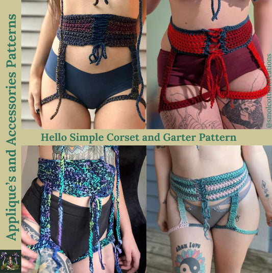 Hello Simple Corset & Garter - DIY Crochet Festival/Lingerie Corset & Garter PDF Pattern Set