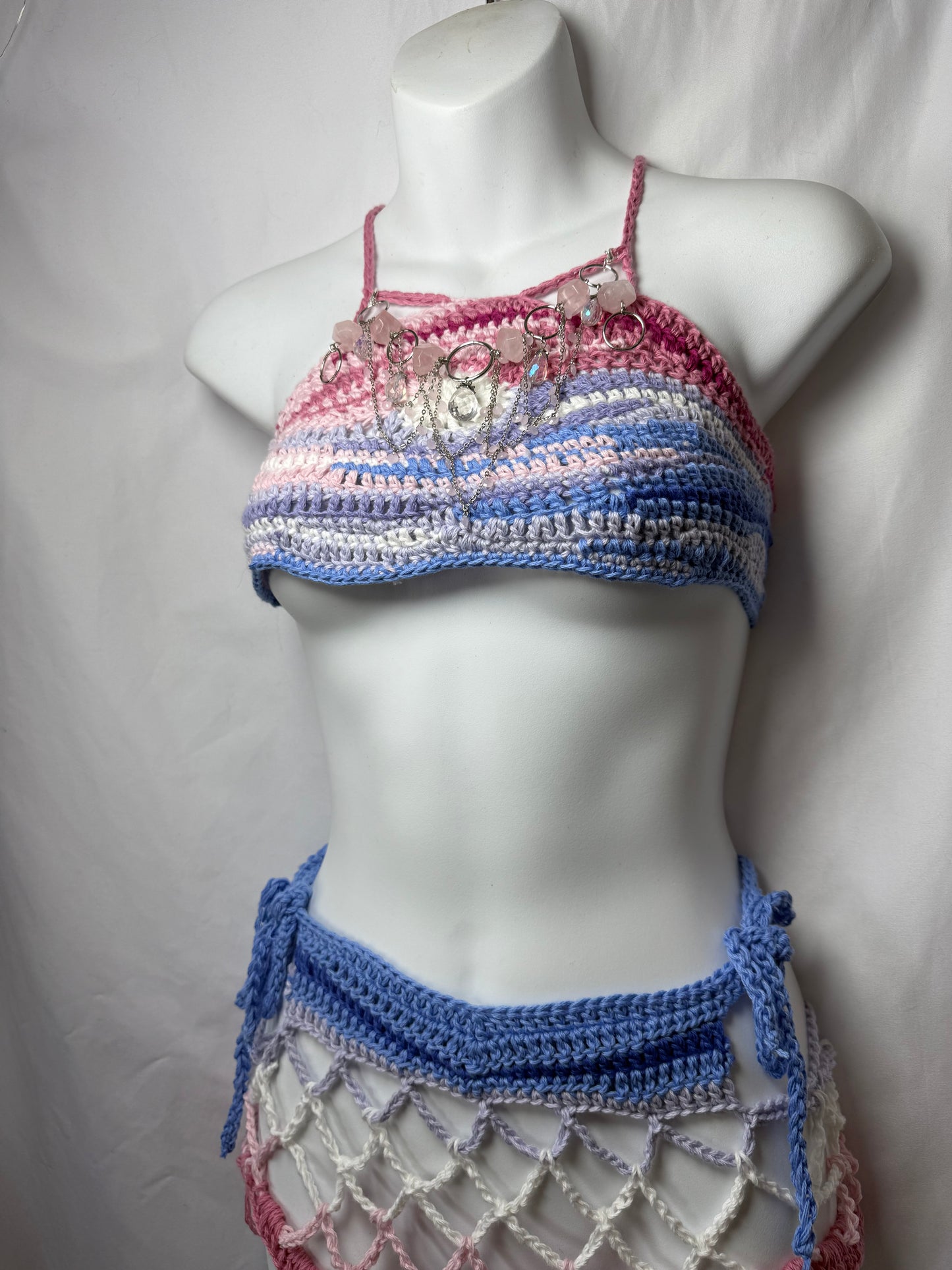 Handmade crochet festival outfit in organic cotton.