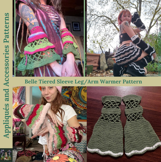 Belle Tiered Sleeve Leg/Arm Warmer - DIY Crochet Fairycore Sleeves and Leg Warmers Festival PDF Pattern
