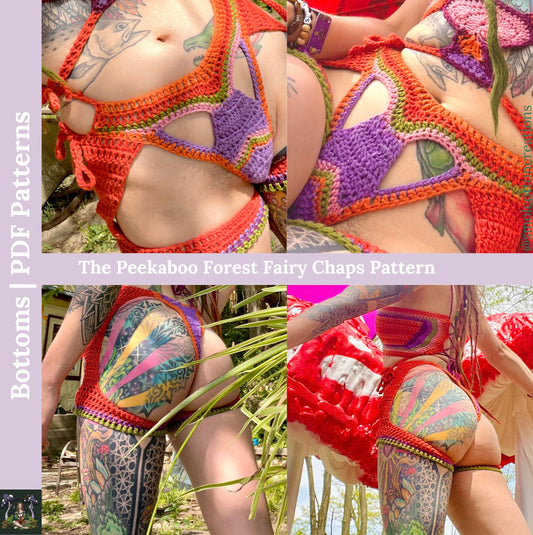 The Peekaboo Forest Fairy Chaps - DIY Crochet Festival Chaps with Peekaboo Design PDF Pattern