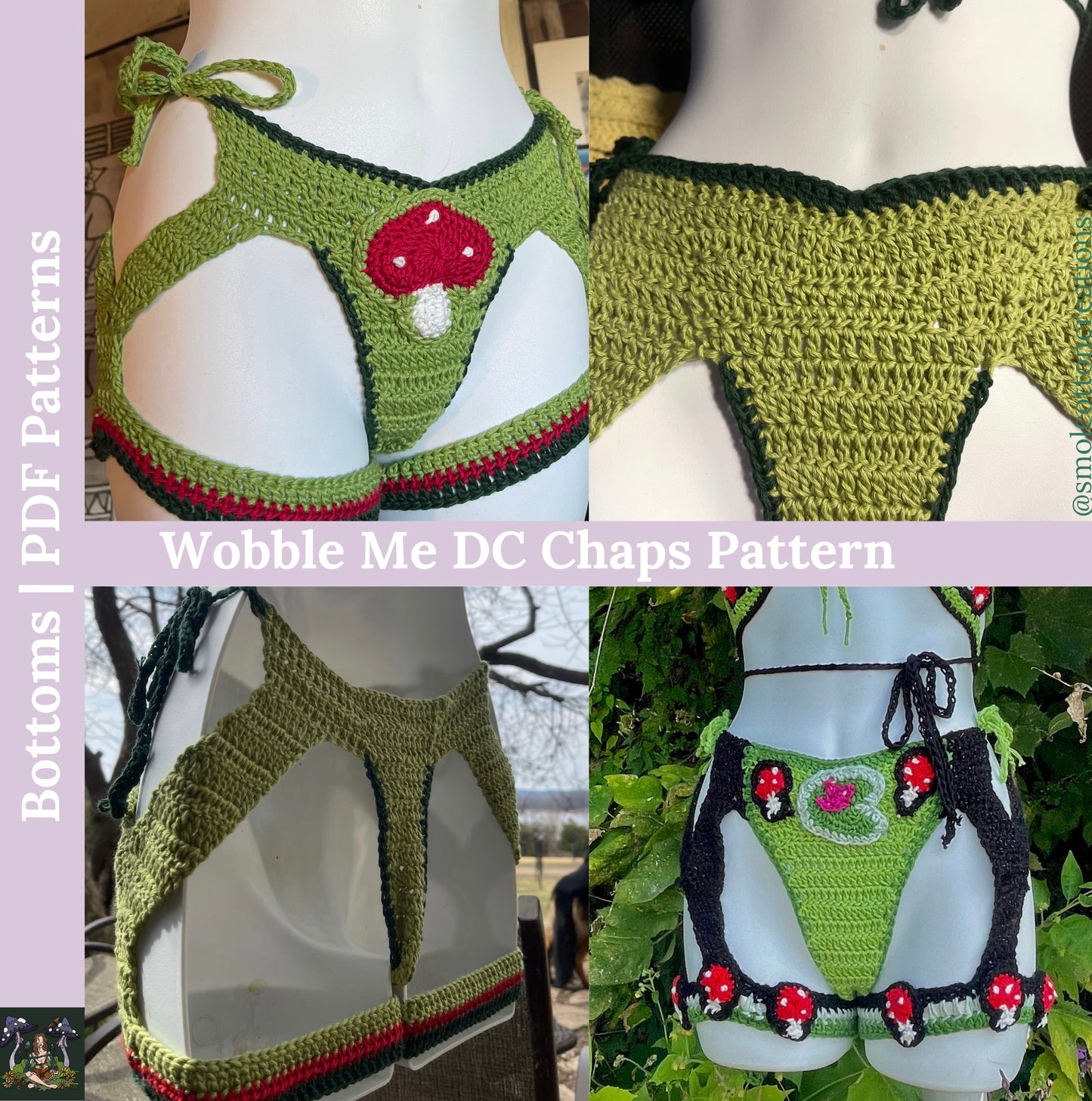 Wobble Me Angela’s DC Chaps and Bikini Bottoms  - DIY Crochet Festival Bikini Botttoms & Chaps/Garter PDF Pattern