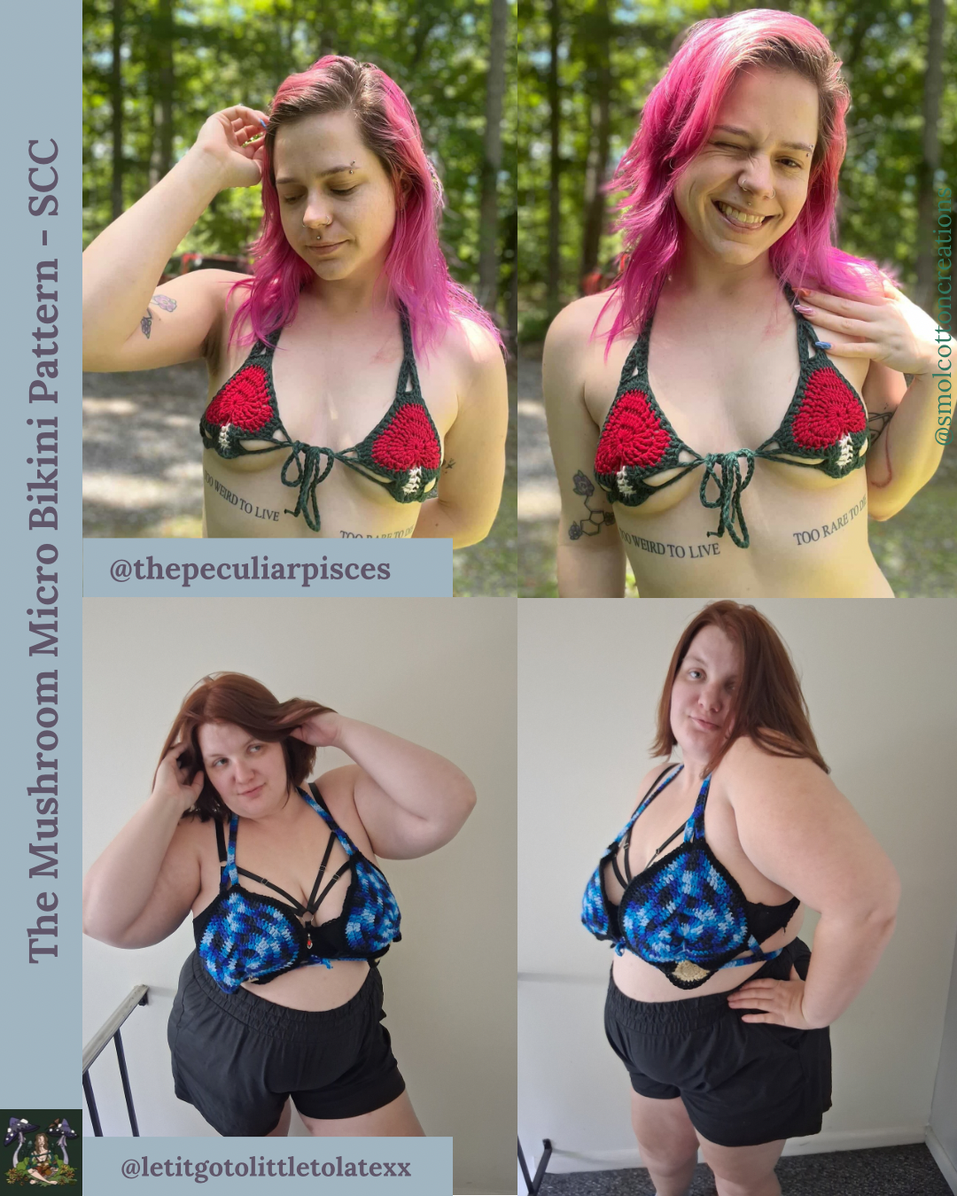 Mushroom Micro-Bikini - DIY Crochet Festival Top PDF and VIDEO Pattern