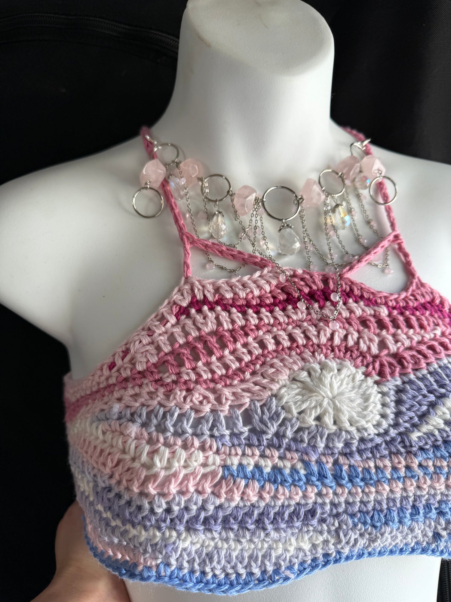 Handmade crochet festival outfit in organic cotton.