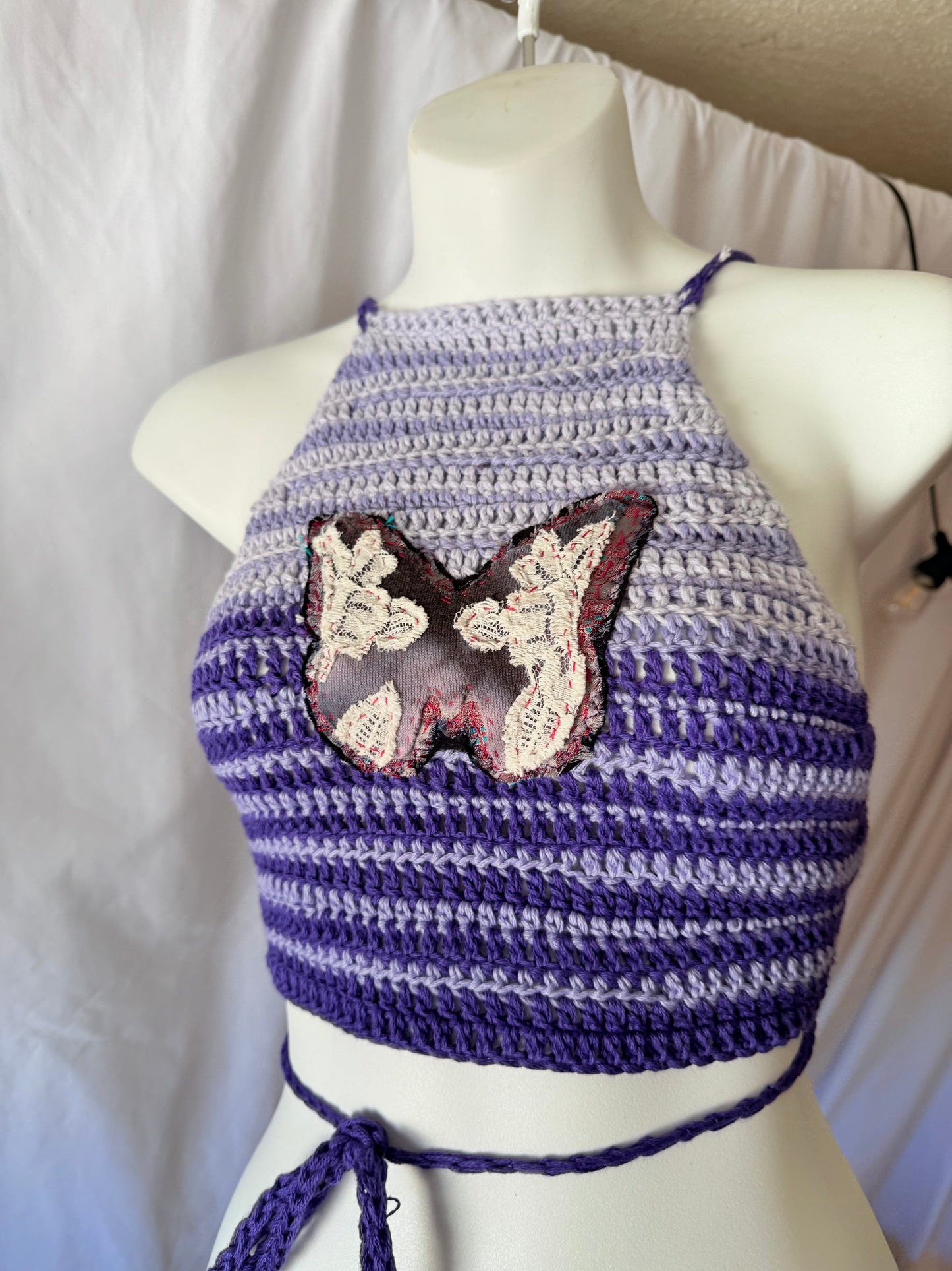 Handmade crochet festival top in organic cotton.