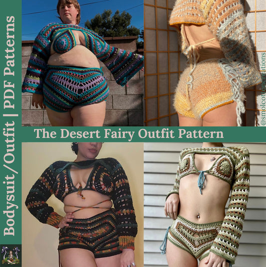 Desert Fairy Pattern Bundle (Bolero, Bralette & Shorts) - DIY Crochet Festival 3 Piece PDF Pattern Set