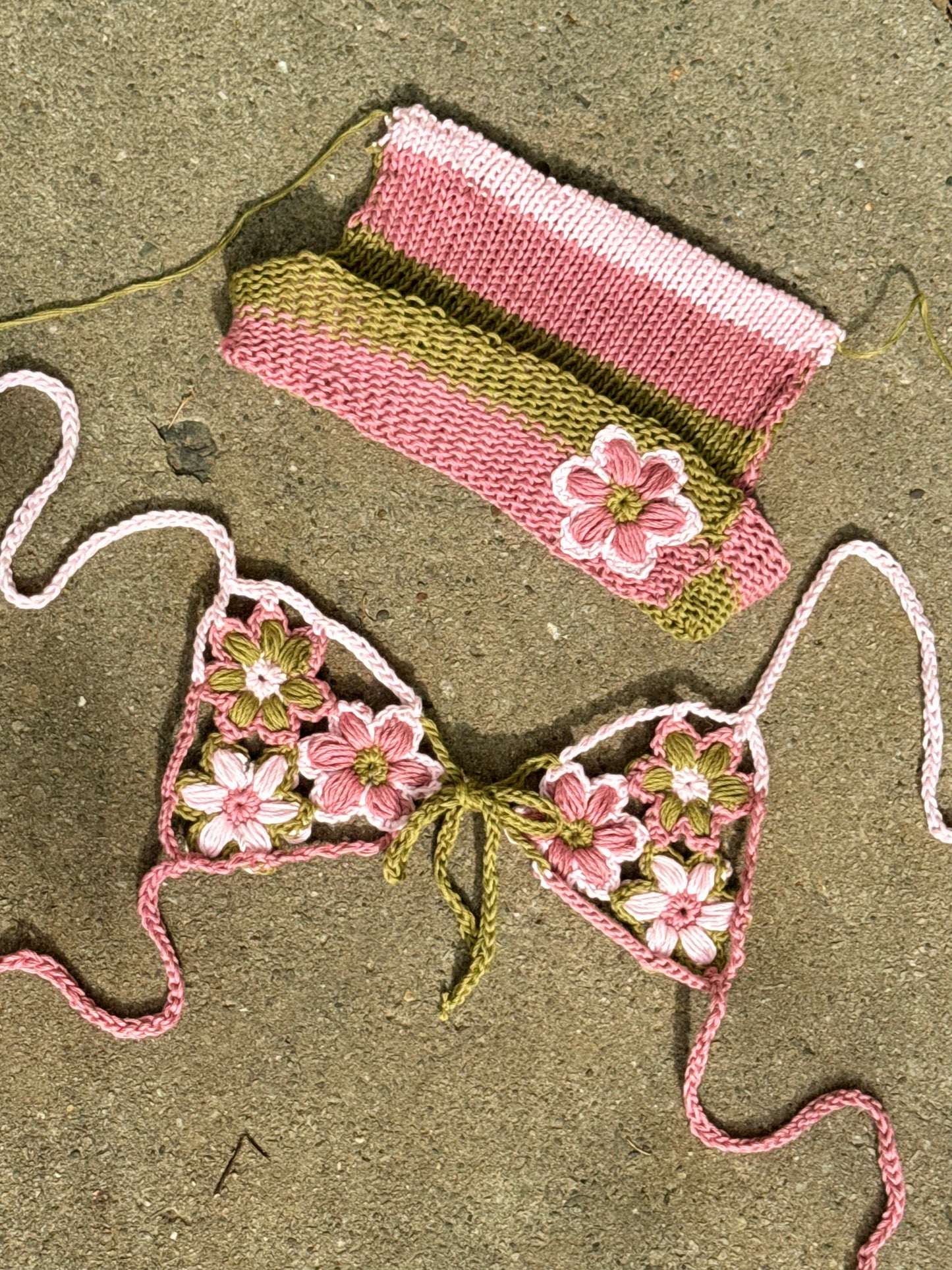 Spring Flower Hat and Bikini Set