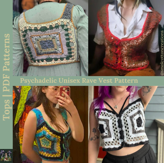 Psychedelic Rave Vest - DIY Crochet Unisex Festival Vest PDF Pattern