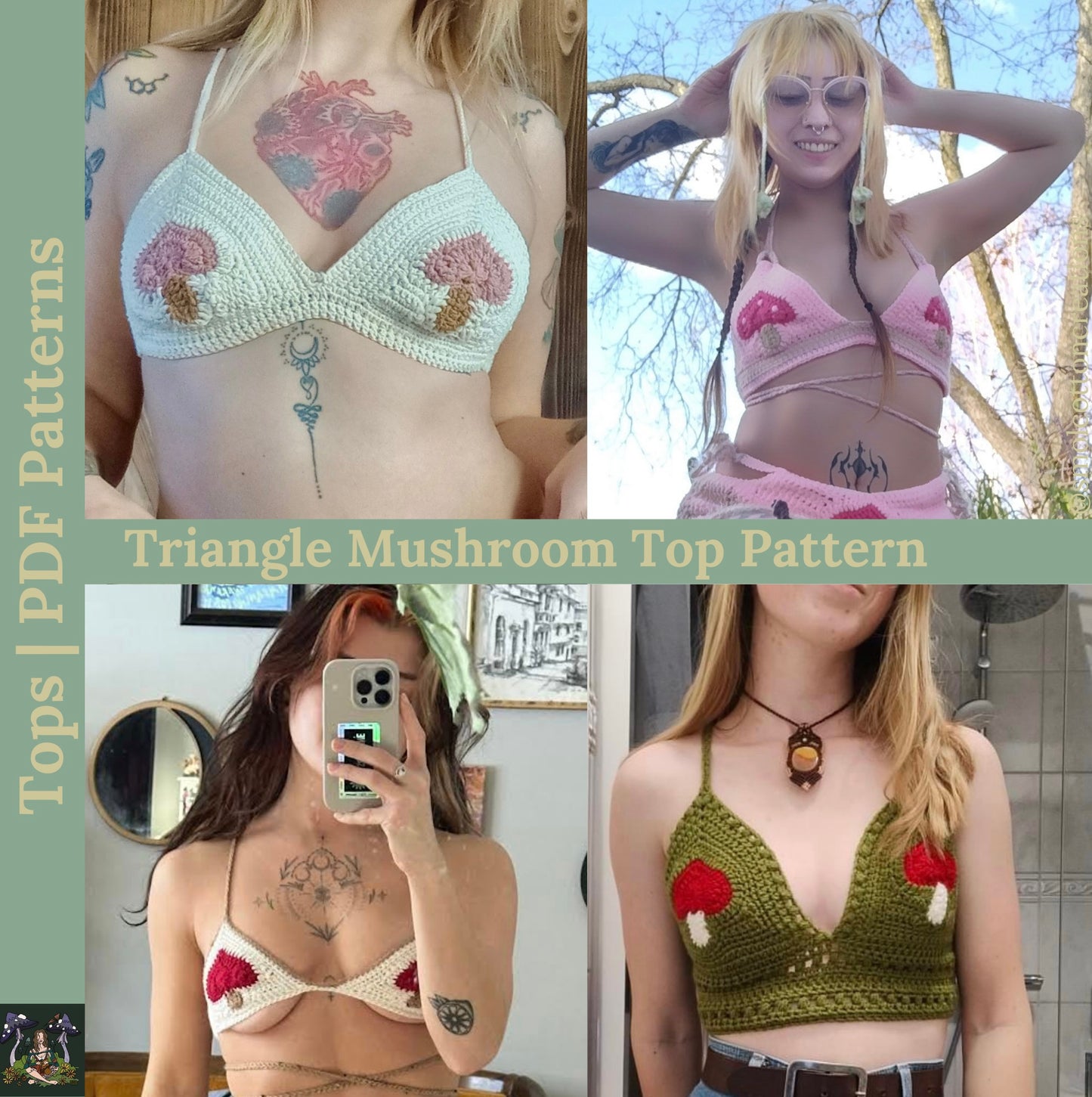 A Fairy’s Mushroom Top - DIY Crochet Festival Crop Top PDF Pattern