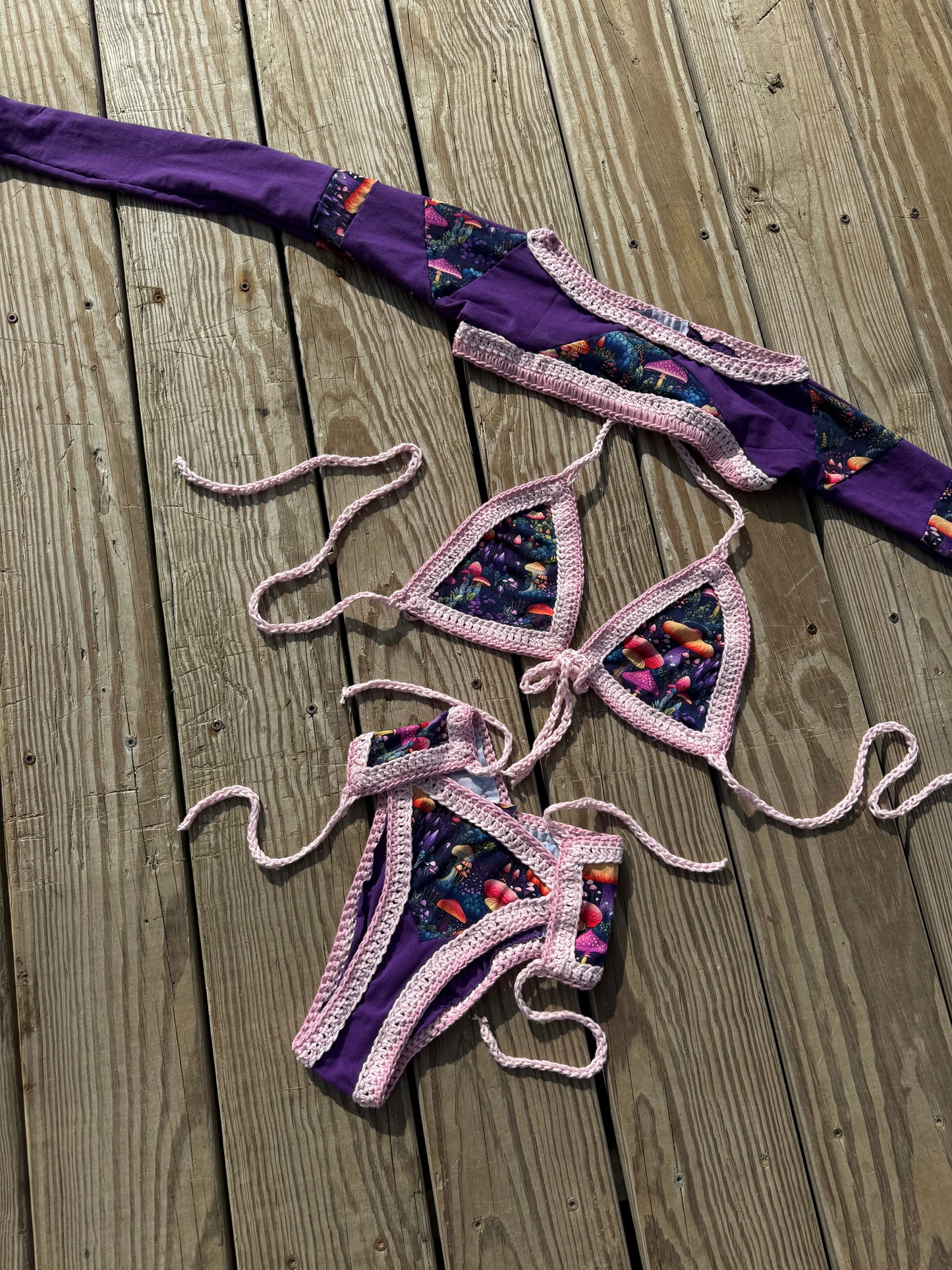 Mushroom Fabrix X Crochet Bikini and Sleeves 3P Set (XS/SM)