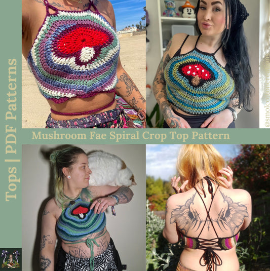 Mushroom Fae Spiral Crop Top - DIY Crochet Festival Crop Top PDF Pattern