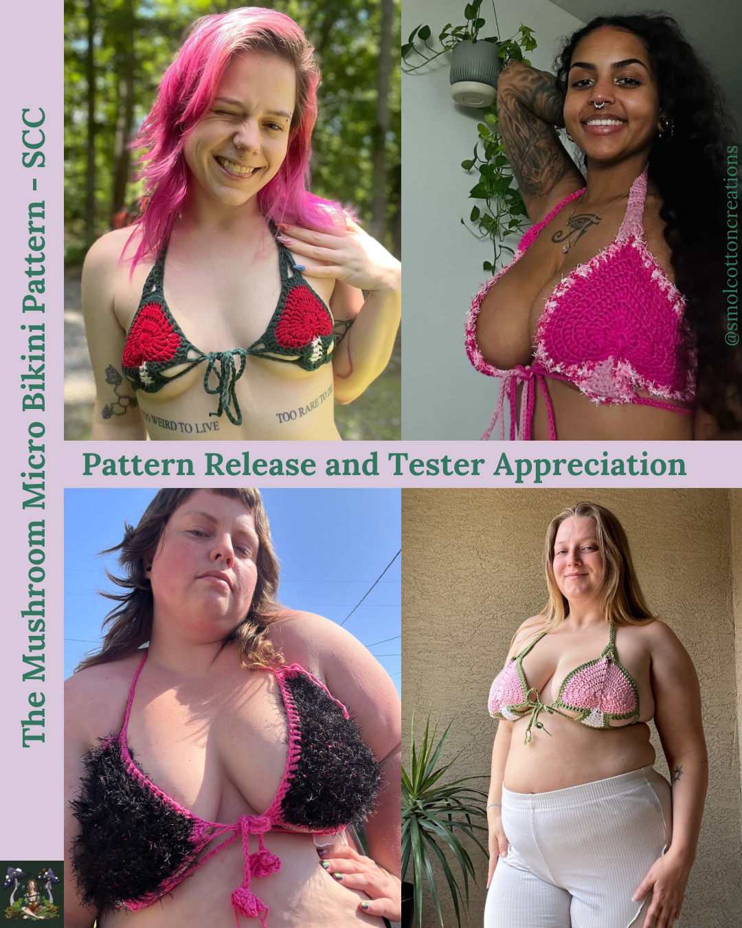 Mushroom Micro-Bikini - DIY Crochet Festival Top PDF and VIDEO Pattern