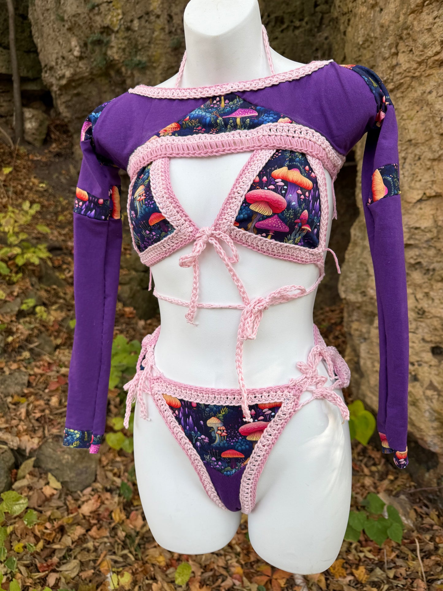 Mushroom Fabrix X Crochet Bikini and Sleeves 3P Set (XS/SM)