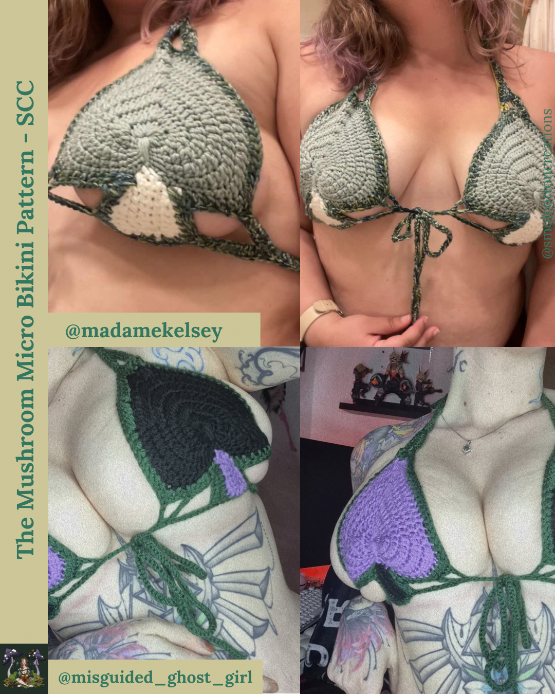 Mushroom Micro-Bikini - DIY Crochet Festival Top PDF and VIDEO Pattern