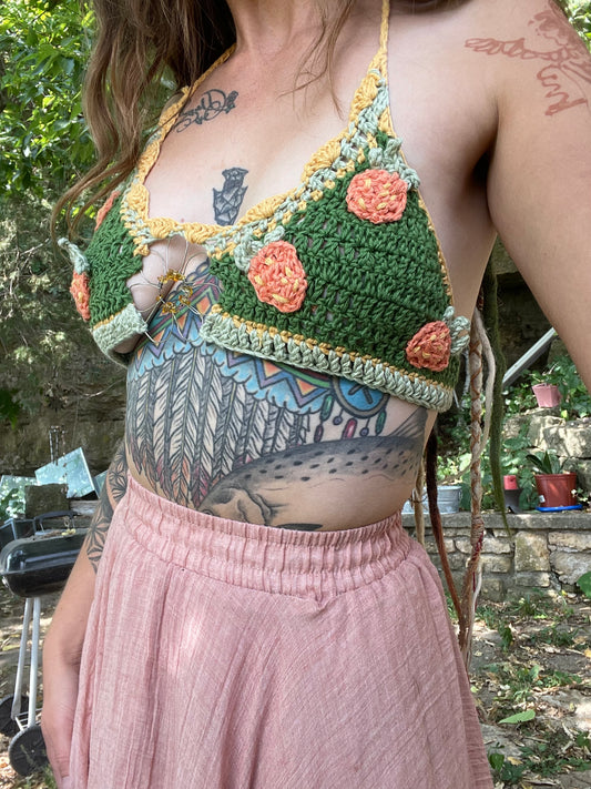 Strawberry Bloom Bikini Top