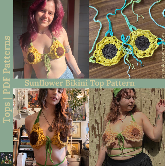 Sunflower Bikini Top - DIY Crochet Festival Top PDF Pattern