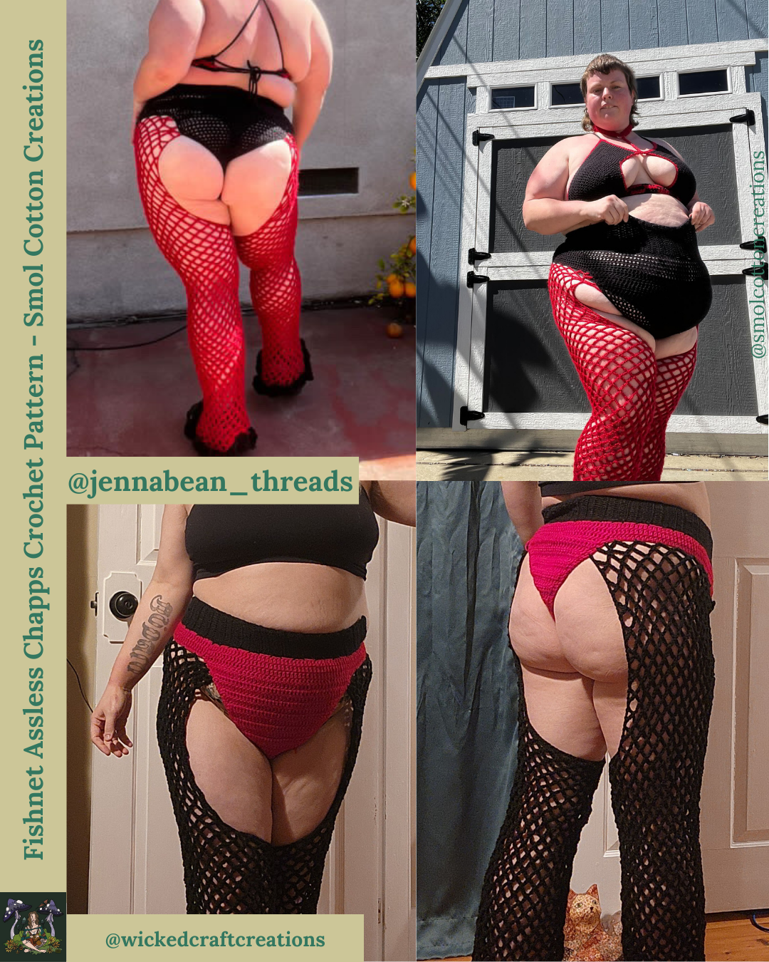 Fishnet A$$less Chaps - DIY Crochet Pants Festival PDF Pattern