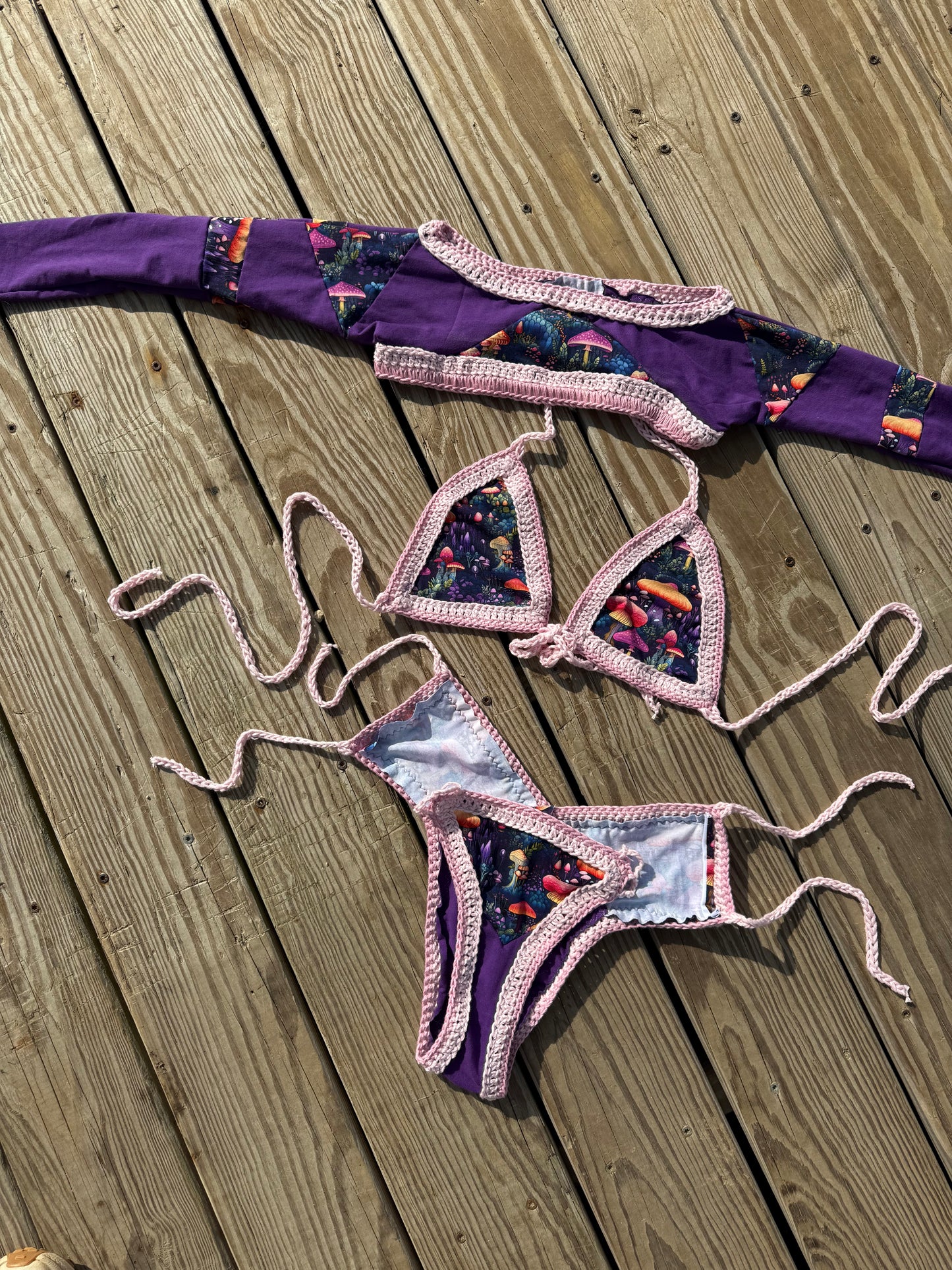 Mushroom Fabrix X Crochet Bikini and Sleeves 3P Set (XS/SM)