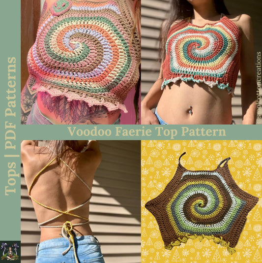 Voodoo Faerie Spiral Top - DIY Crochet Psychedelic Festival Top PDF and VIDEO Pattern