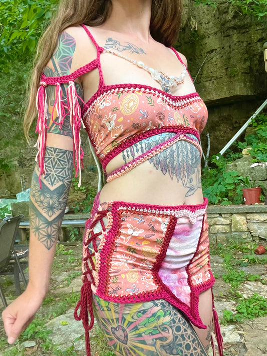 Awakened Damsel Mixed Media Top and Skirt Set (M)