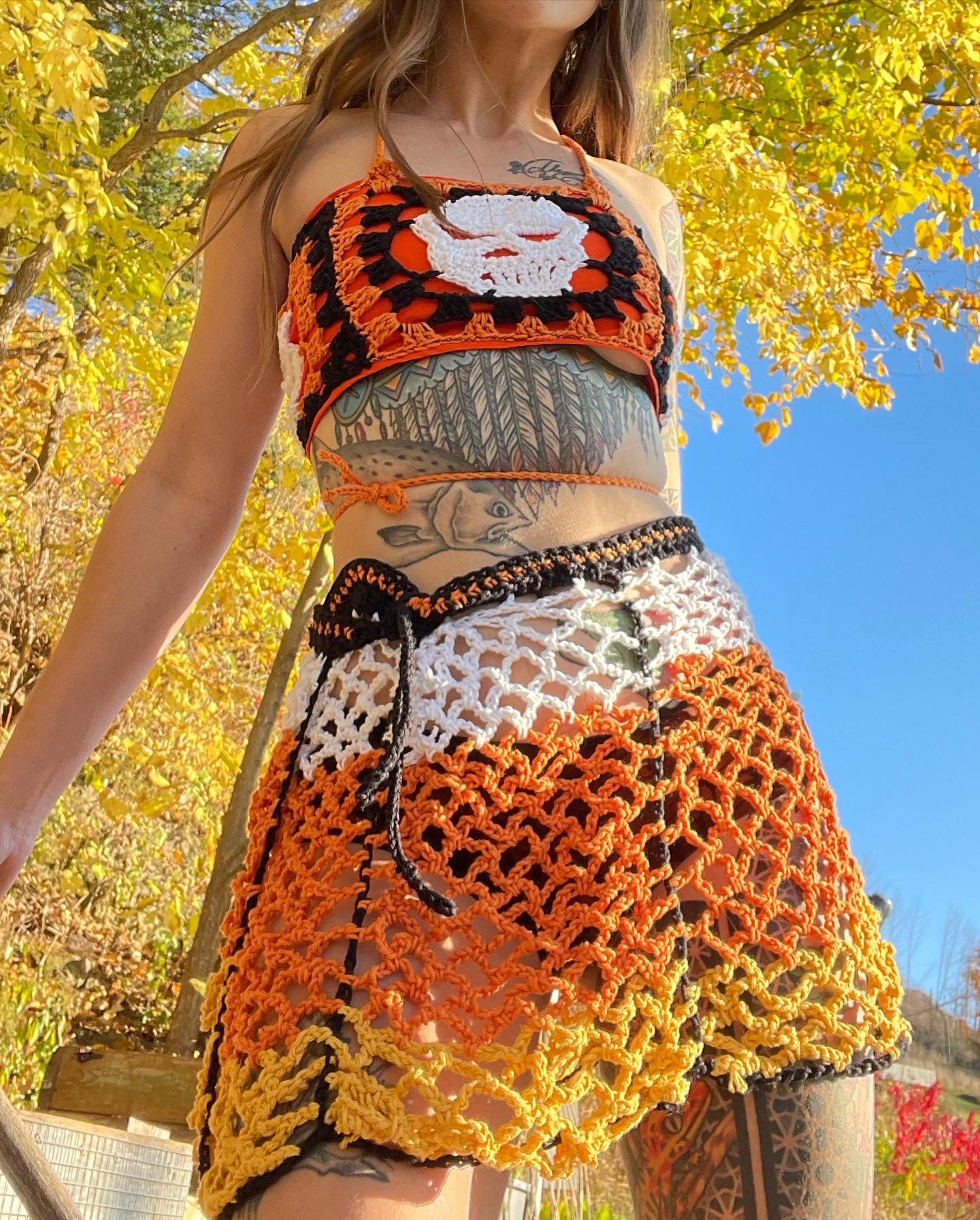 Candy Corn Mesh Skirt